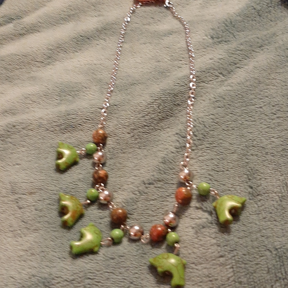 Green Howlite, Unakite Necklace